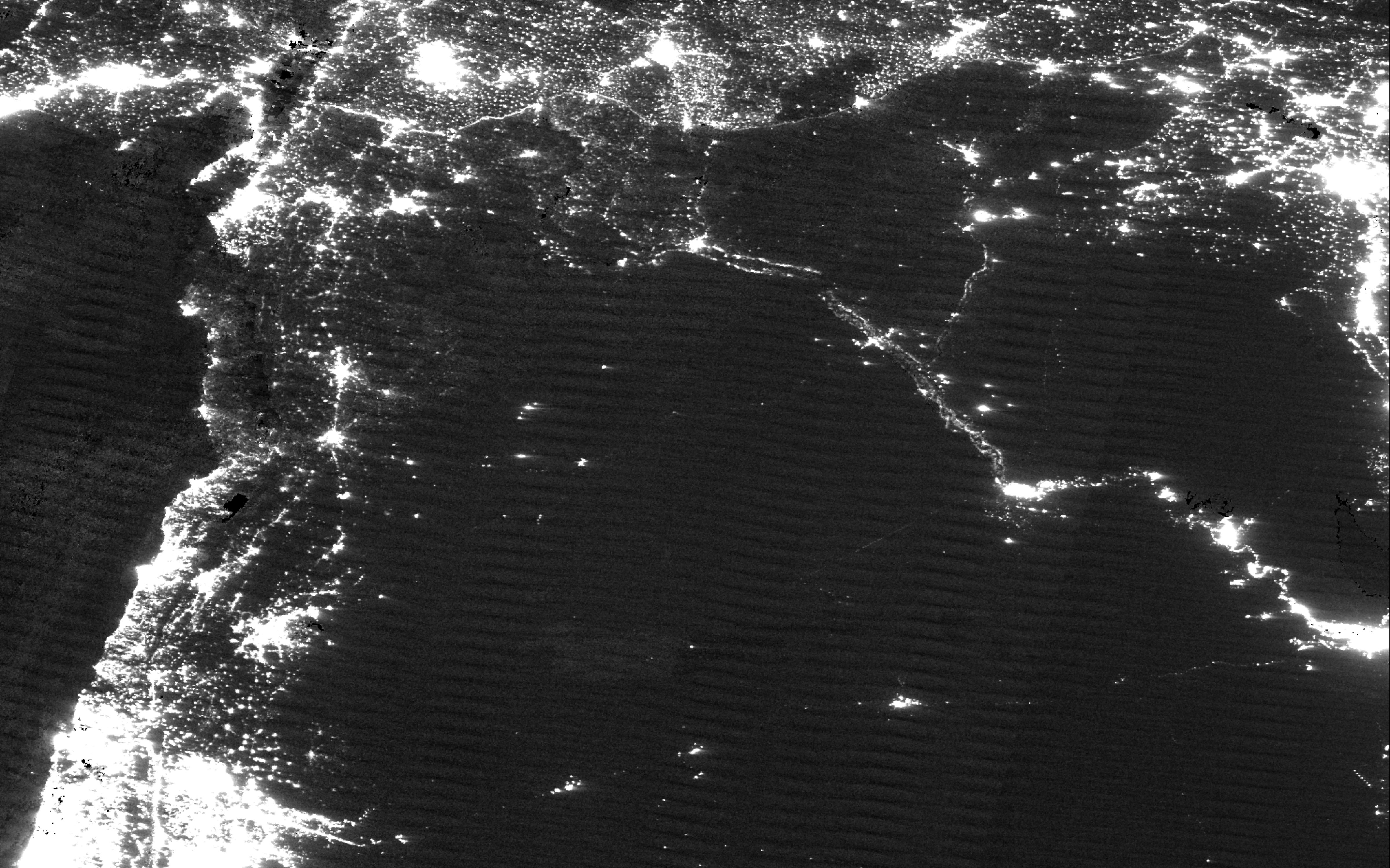Syria and surrounding region nighttime lights, October 2025
